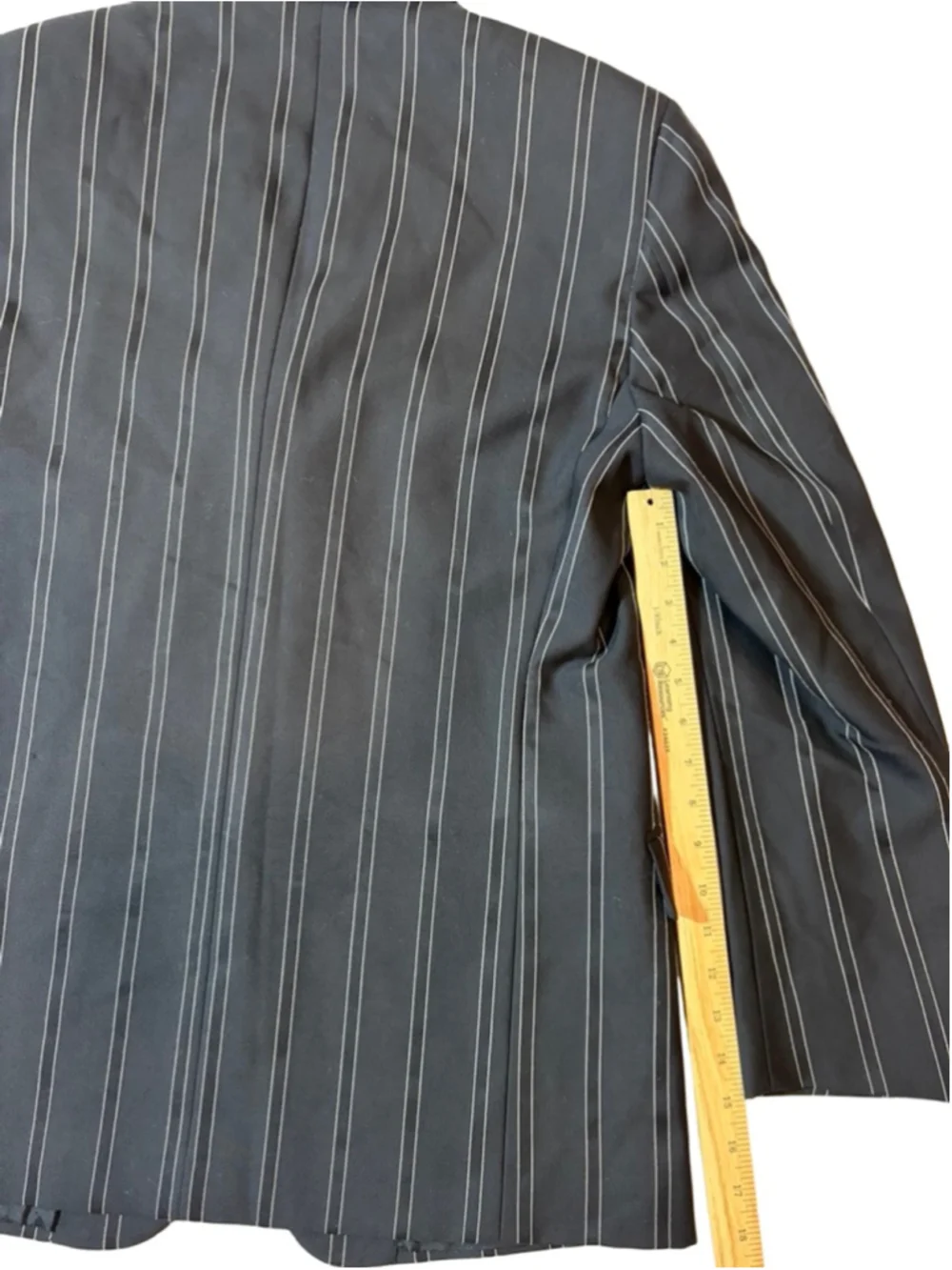 Versace Black Pinstripe Blazer 52R Wool Italy Medusa Logo Classic Tailored